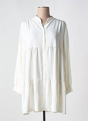 Robe courte coupe fluide manches longues blanc COULEURS DU TEMPS femme