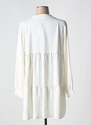 Robe courte coupe fluide manches longues blanc COULEURS DU TEMPS femme