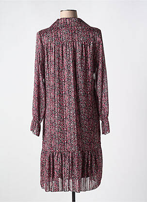 Robe mi-longue coupe fluide manches longues rouge COULEURS DU TEMPS femme