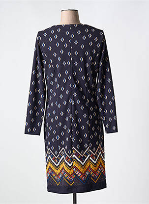 Robe mi-longue imprimé fantaisie manches longues bleu GUY DUBOUIS femme