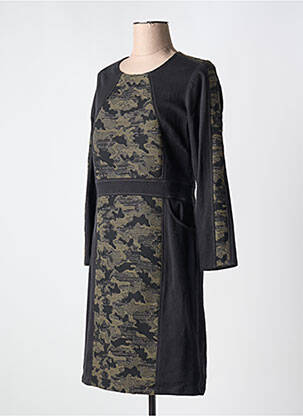 Robe mi-longue imprimé fantaisie manches longues vert MERI & ESCA femme