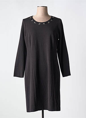 Robe mi-longue manches longues manches longues noir GUY DUBOUIS femme