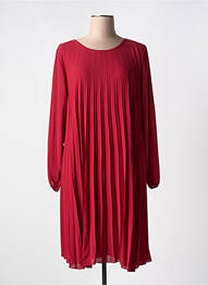 Robe mi-longue coupe fluide manches longues rouge COULEURS DU TEMPS femme