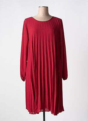 Robe mi-longue manches longues manches longues rouge COULEURS DU TEMPS femme