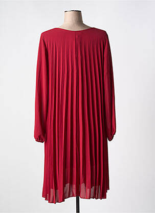 Robe mi-longue coupe fluide manches longues rouge COULEURS DU TEMPS femme