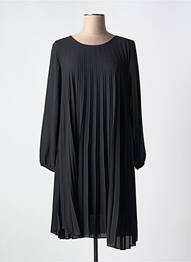 Robe mi-longue coupe fluide manches longues noir COULEURS DU TEMPS femme