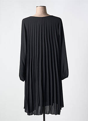 Robe mi-longue coupe fluide manches longues noir COULEURS DU TEMPS femme