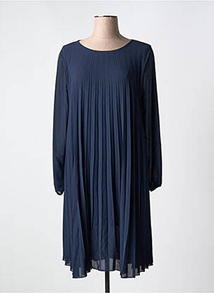 Robe mi-longue manches longues manches longues bleu COULEURS DU TEMPS femme