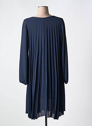 Robe mi-longue coupe fluide manches longues bleu COULEURS DU TEMPS femme