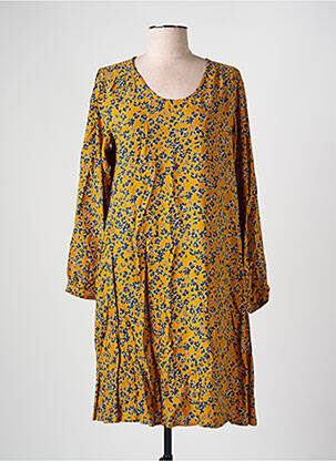 Robe mi-longue imprimé fleurs manches longues jaune AGATHE & LOUISE femme