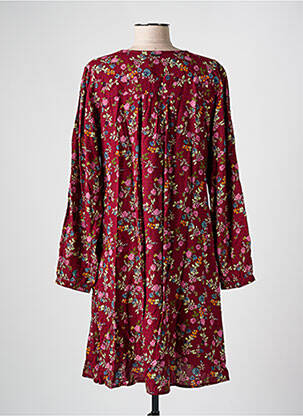 Robe mi-longue imprimé fleurs manches longues rouge AGATHE & LOUISE femme