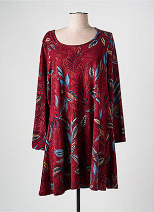Robe courte coupe évasée manches longues rouge PALME femme