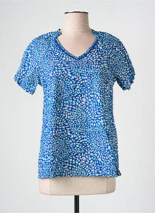 Blouse manches courtes manches courtes bleu ÉTYMOLOGIE femme