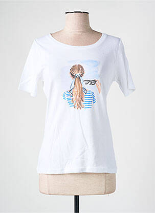 T-shirt sérigraphie avec strass manches courtes blanc TELMAIL femme