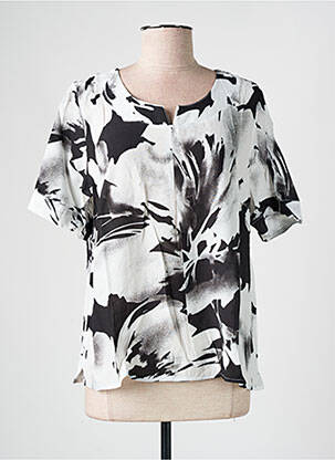 Blouse tissage popeline manches courtes noir GRIFFON femme