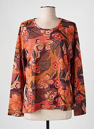 Pull coupe droite manches longues orange GRIFFON femme