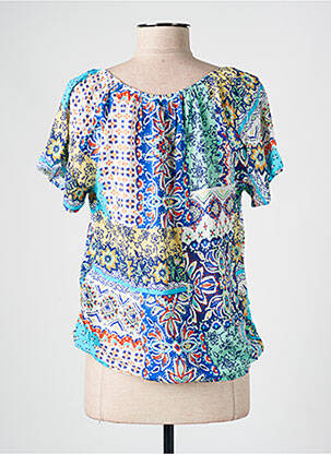 Blouse imprimé fantaisie manches courtes bleu TELMAIL femme