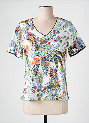 T-shirt imprimé fantaisie manches courtes blanc GRIFFON femme