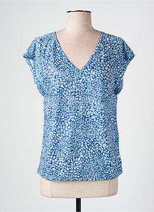 T-shirt imprimé fantaisie manches courtes bleu ÉTYMOLOGIE femme