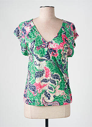 T-shirt imprimé fantaisie manches courtes vert ÉTYMOLOGIE femme