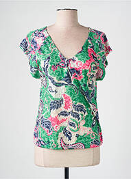 T-shirt imprimé fantaisie manches courtes vert ÉTYMOLOGIE femme