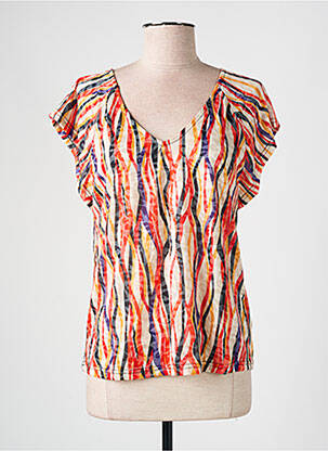 T-shirt imprimé fantaisie manches courtes orange ÉTYMOLOGIE femme