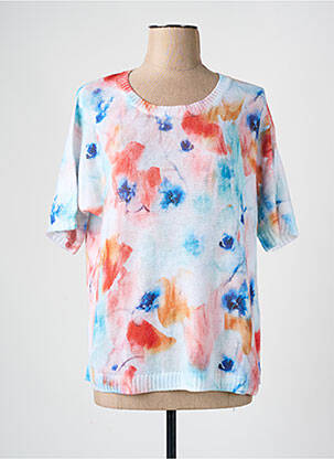 Pull col rond manches courtes blanc MCM femme