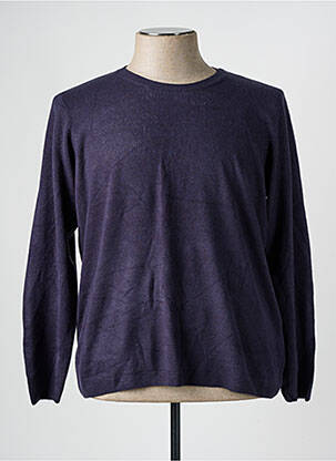 Pull col rond manches longues bleu CASHMERE FEELING homme