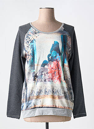 Sweat-shirt stretch manches longues gris MERI & ESCA femme
