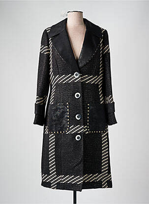 Manteau long coupe cintrée sans capuche noir MERI & ESCA femme