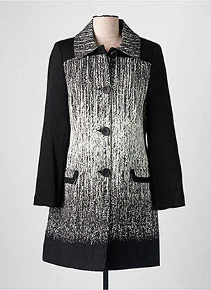 Manteau long coupe cintrée sans capuche noir FRANCE RIVOIRE femme