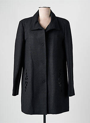 Manteau long fermeture pressionnée sans capuche noir MERI & ESCA femme