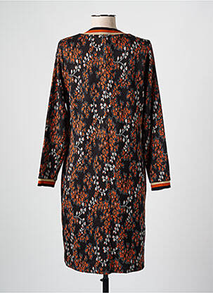 Robe mi-longue imprimé fleurs manches longues noir GUY DUBOUIS femme