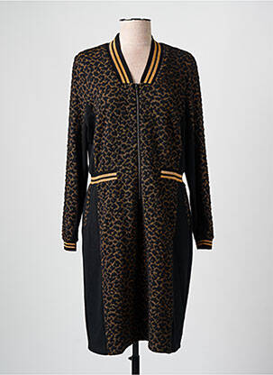 Robe mi-longue imprimé fantaisie manches longues noir MERI & ESCA femme