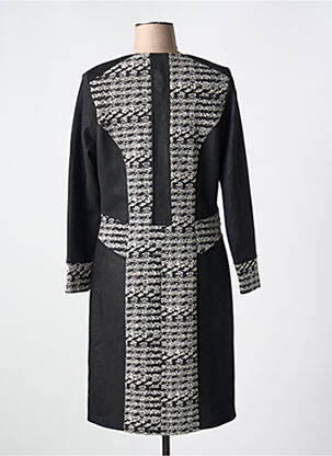 Robe mi-longue imprimé fantaisie manches longues noir GUY DUBOUIS femme