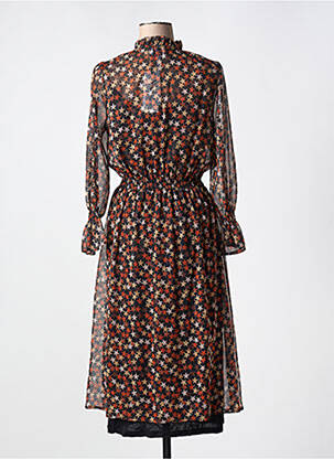 Robe mi-longue coupe fluide manches longues noir FRANCE RIVOIRE femme