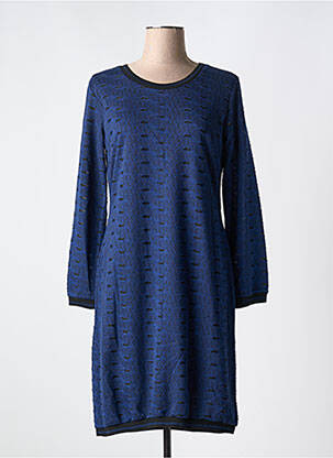Robe mi-longue manches longues manches longues bleu GUY DUBOUIS femme