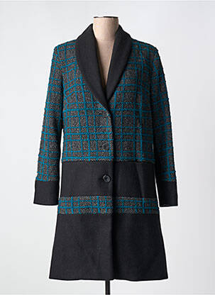 Manteau court coupe droite sans capuche bleu MERI & ESCA femme