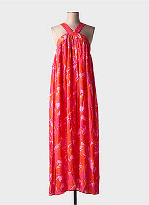Robe longue imprimé fantaisie fines bretelles rouge SEE U SOON femme
