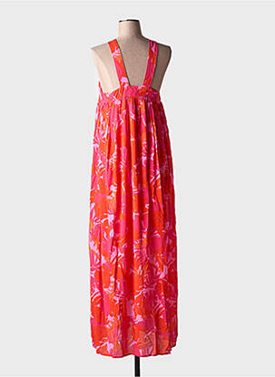 Robe longue imprimé fantaisie fines bretelles rouge SEE U SOON femme