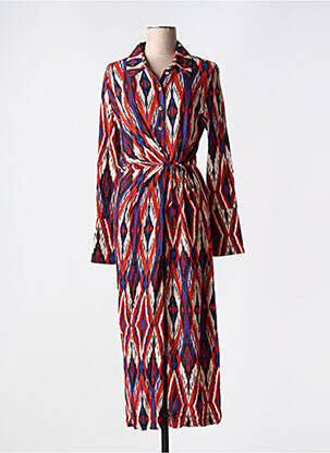 Robe longue manches longues manches longues rouge ORFEO femme