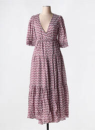 Robe longue imprimé fantaisie manches courtes violet MOLLY BRACKEN femme