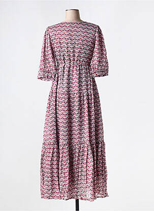 Robe longue imprimé fantaisie manches courtes violet MOLLY BRACKEN femme