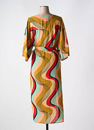 Robe longue imprimé fantaisie manches 3/4 jaune KING LOUIE femme