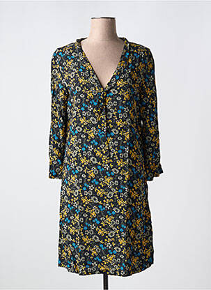 Robe mi-longue imprimé fantaisie manches longues noir ÉTYMOLOGIE femme