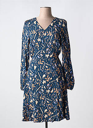 Robe mi-longue imprimé fantaisie manches longues bleu B.YOUNG femme