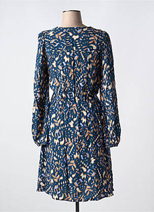 Robe mi-longue imprimé fantaisie manches longues bleu B.YOUNG femme
