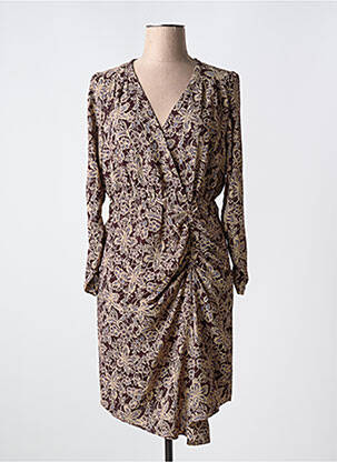 Robe mi-longue imprimé fantaisie manches longues rouge SEE U SOON femme