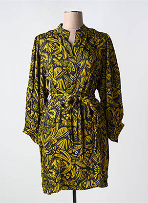 Robe courte manches longues manches longues jaune SEE U SOON femme