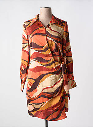 Robe courte manches longues manches longues orange SEE U SOON femme
